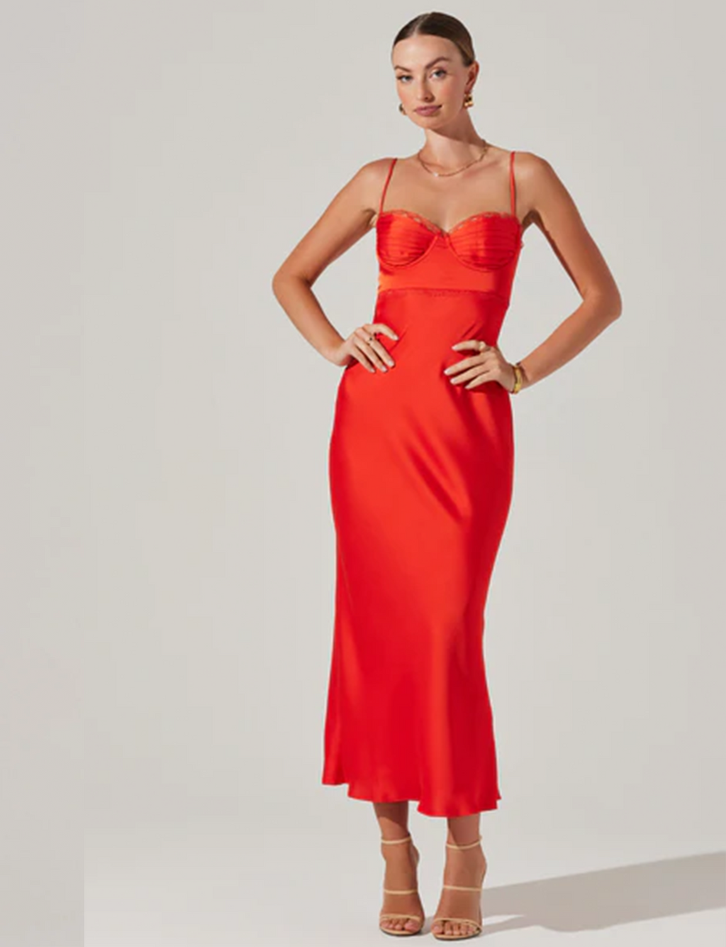 Florianne Satin Maxi Dress, Orange