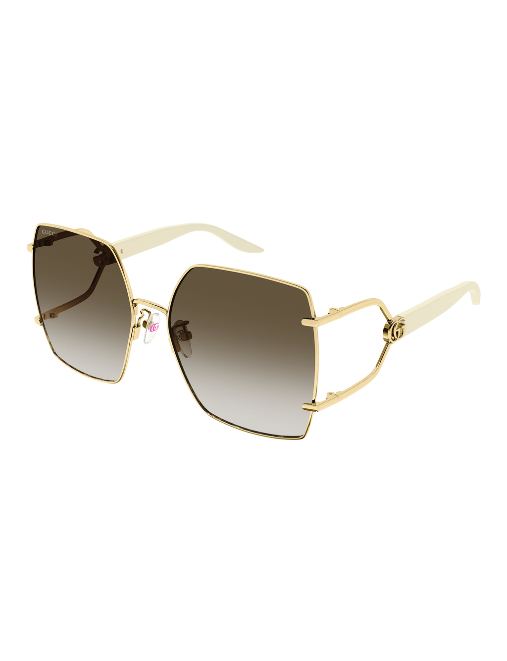 Geometric Fork Sunglasses, Gold/Ivory