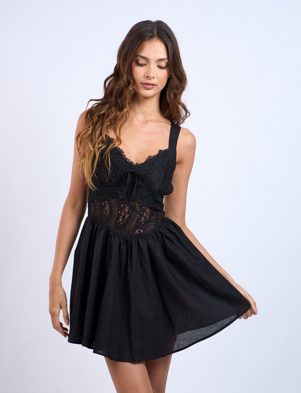 Lacey Mini Dress, Black