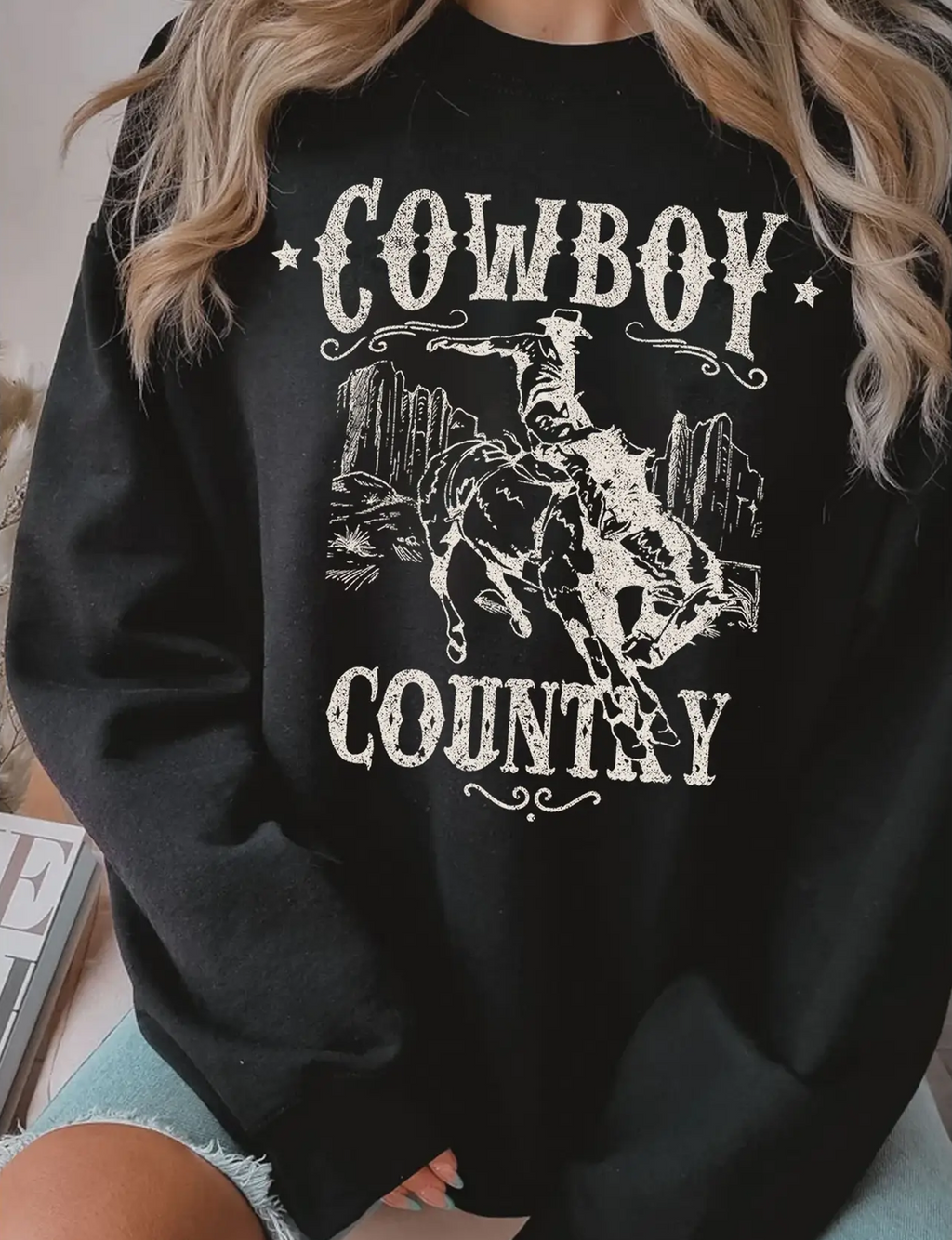 Country Cowboy Sweatshirt, Black