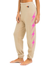 Bolt 4 Women's Sweatpants, Sand/Neon Pink
