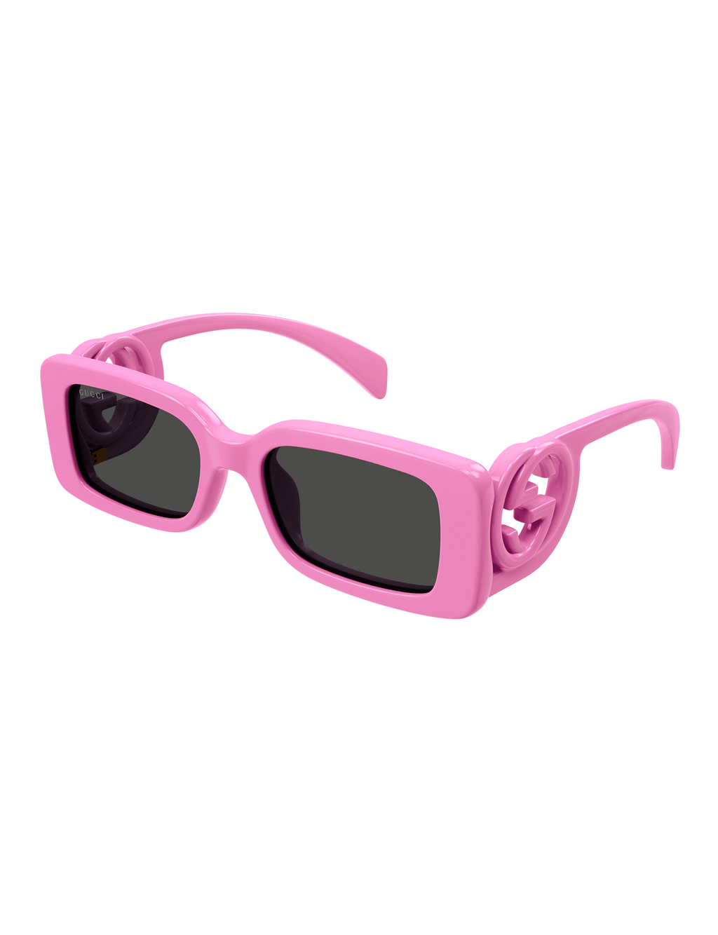 Rectangle Skinny Logo Frame Sunglasses, Pink